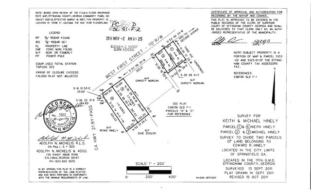 Recorded plat for the two parcels, Plat Book D, Page 91-F2